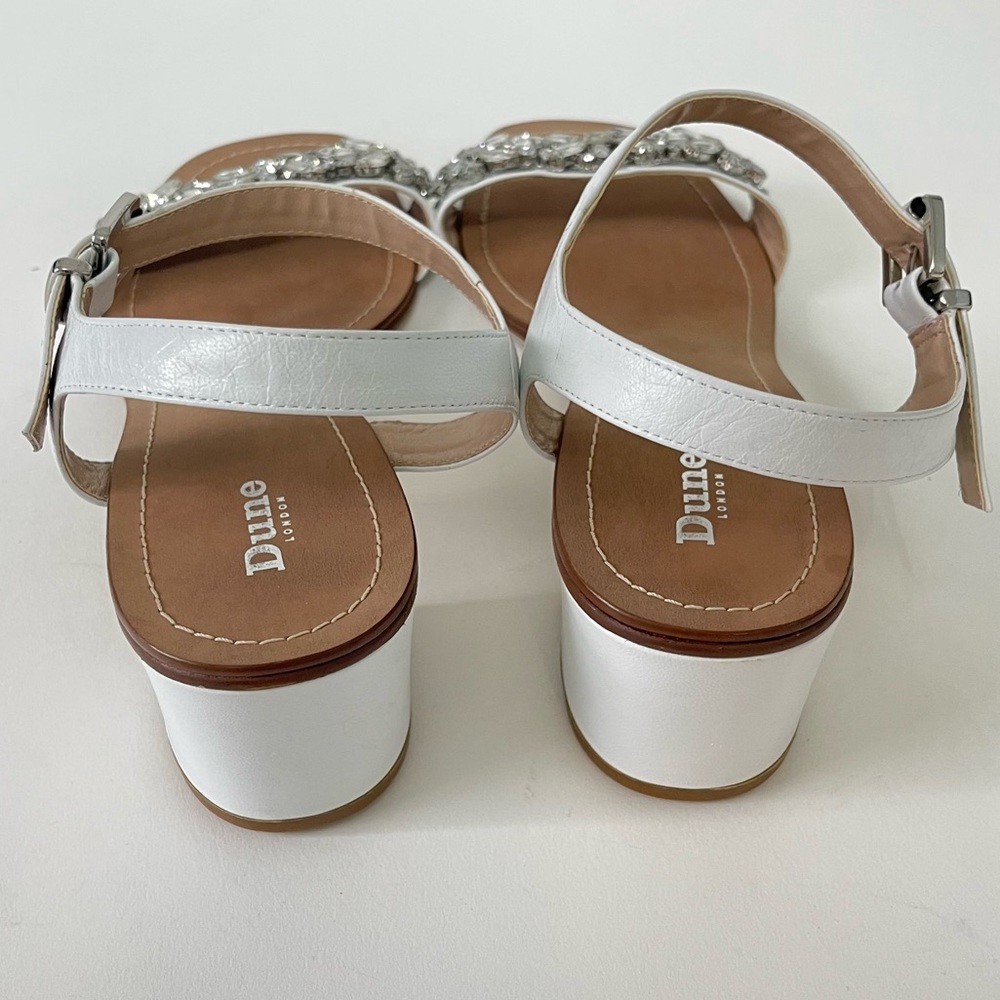 Dune London Open Toe White Block Heel Sandal W/ Floral Crystals New w/out box - Picture 12 of 14